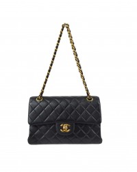 CHANEL Classic Flap CF Small Bag Black Golden Chain