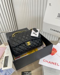 CHANEL Classic Flap CF Small Bag Black Golden Chain