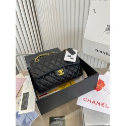 CHANEL Classic Flap CF Small Bag Black Golden Chain