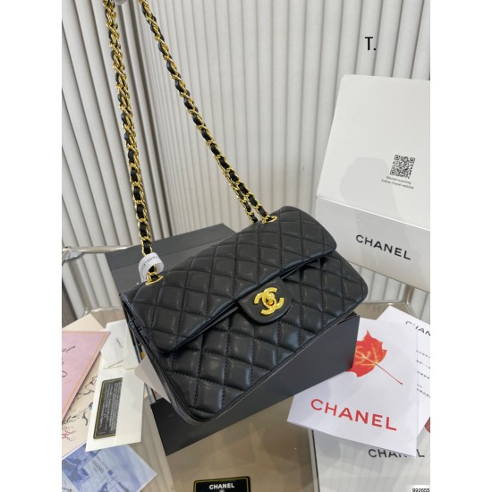 CHANEL Classic Flap CF Small Bag Black Golden Chain