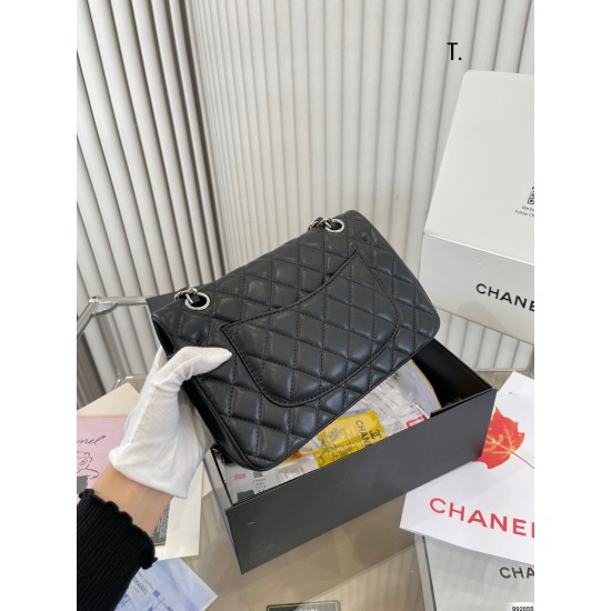 CHANEL Classic Flap CF Small Bag Black Silver Chain