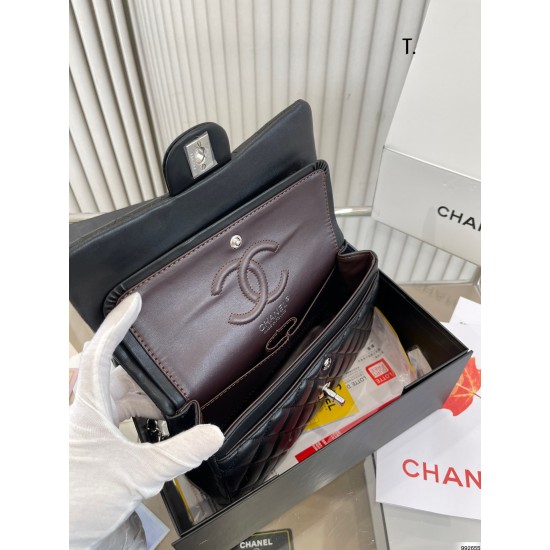 CHANEL Classic Flap CF Small Bag Black Silver Chain