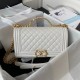 Chanel BOY Flap Handbag With Handle White