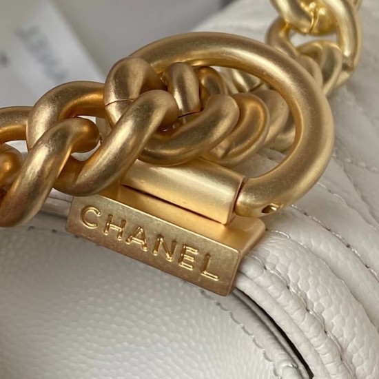 Chanel BOY Flap Handbag With Handle White