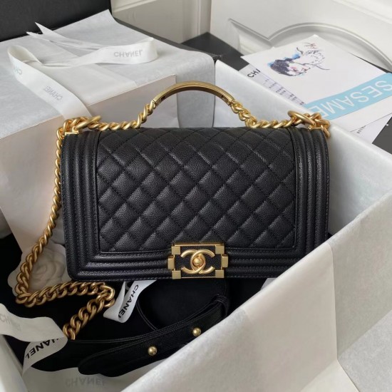 Chanel BOY Flap Handbag With Handle Black