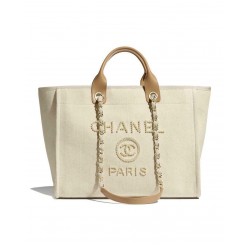 Chanel Deauville Tote White Pearl