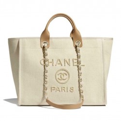 Chanel Deauville Tote White Pearl