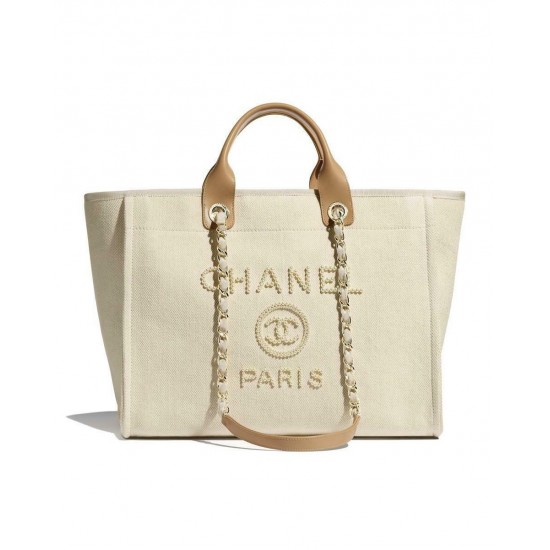 Chanel Deauville Tote White Pearl