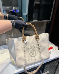 Chanel Deauville Tote White Pearl