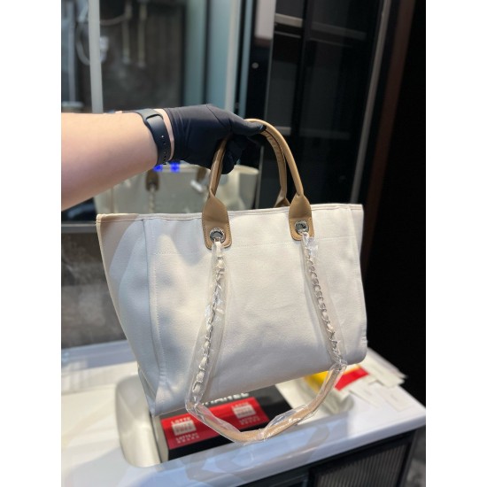 Chanel Deauville Tote White Pearl