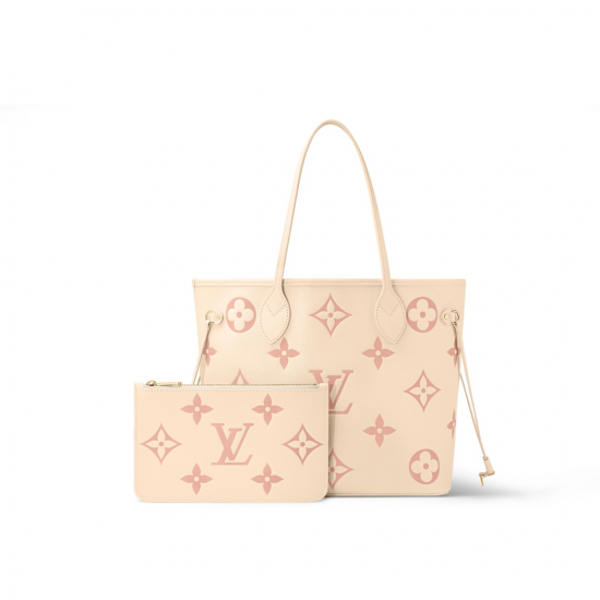 Neverfull MM Crème  Rose Trianon Bicolor Monogram Empreinte Leather M21579